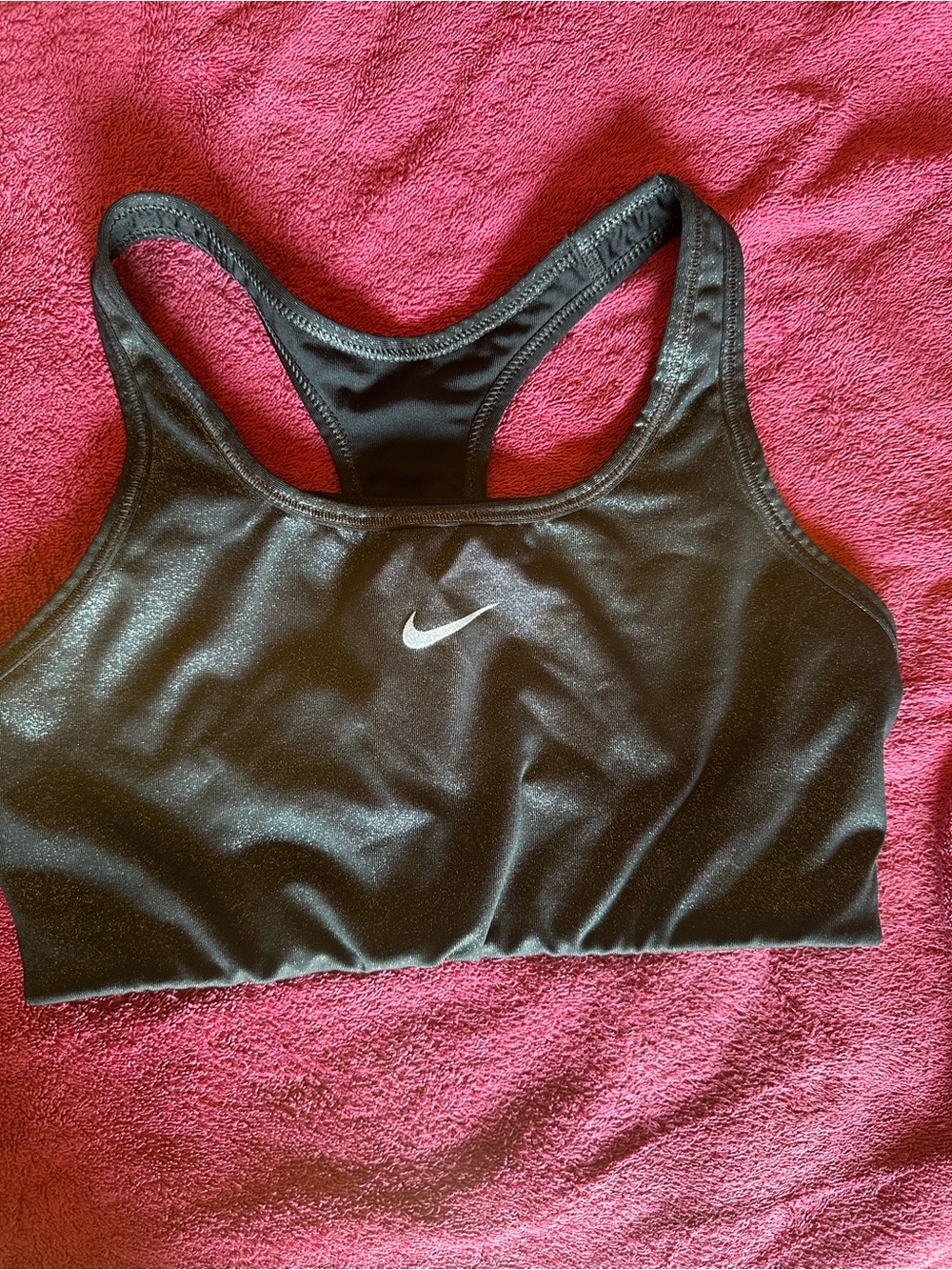 Nike Black Racerback Sports Bra with White Swoosh